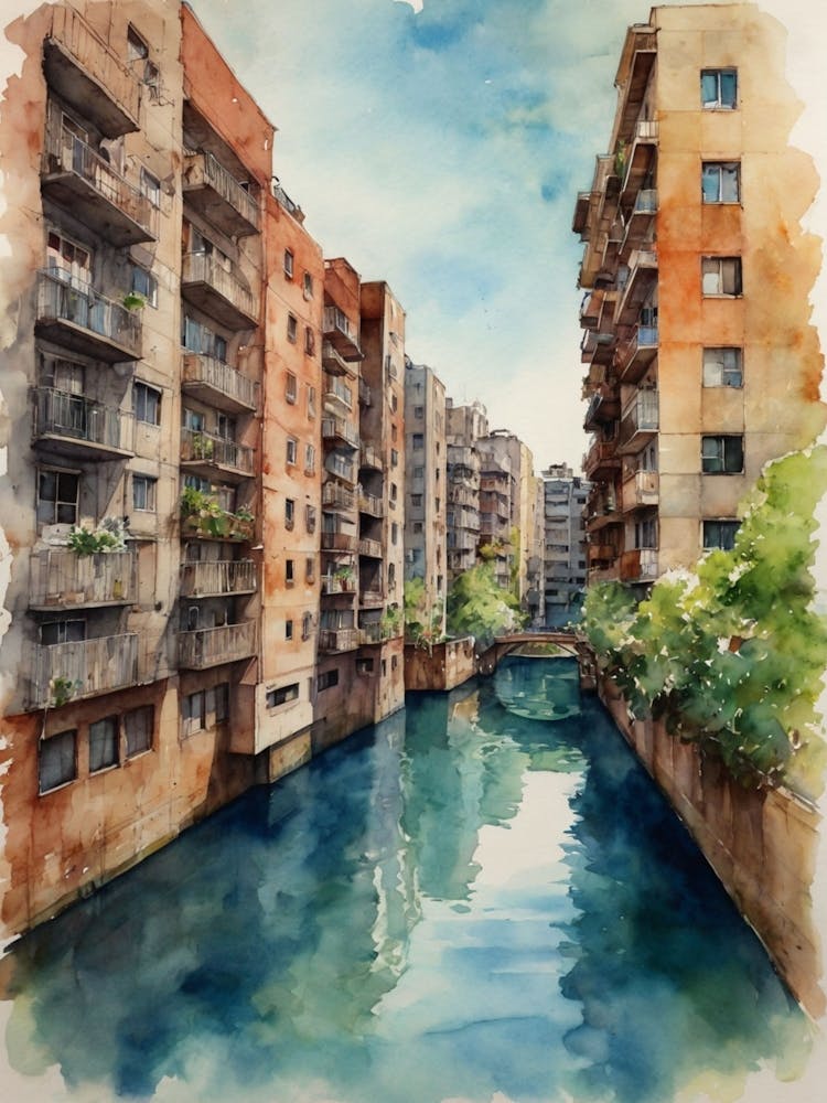 Aquarell einer Stadt