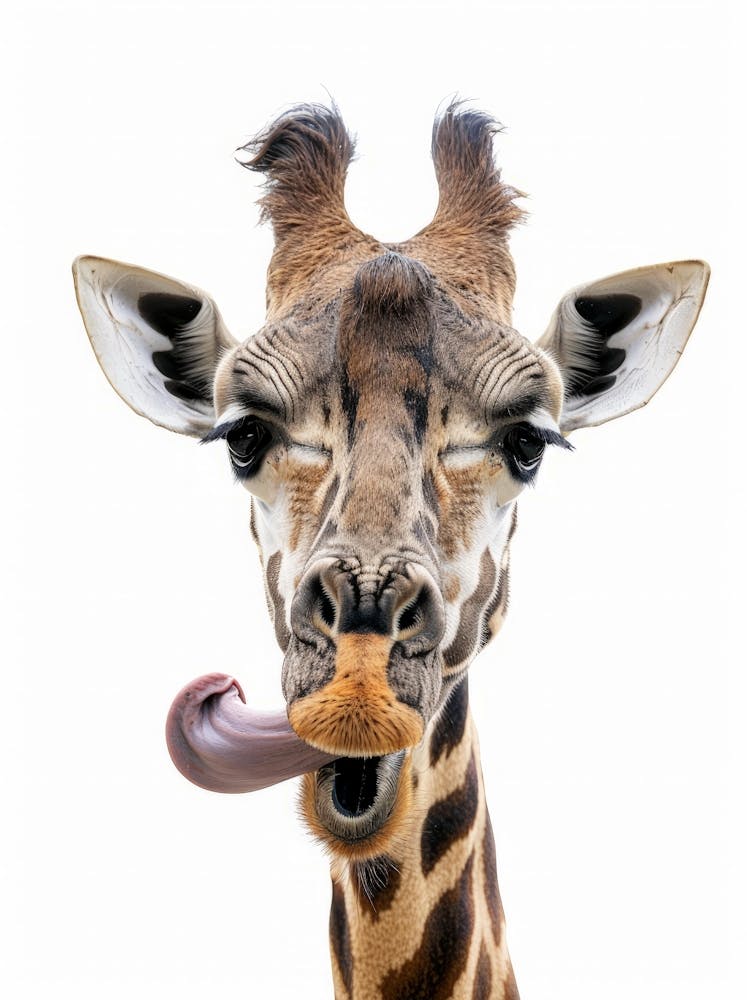 Giraffe With Tongue Sticking Out Photo
