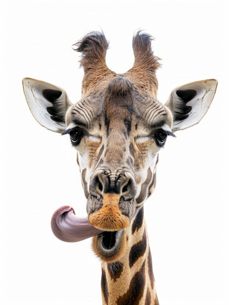 Giraffe With Tongue Sticking Out Photo