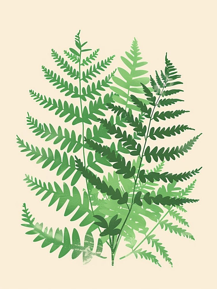 Boston Fern Plant Minimalist Illustration 6