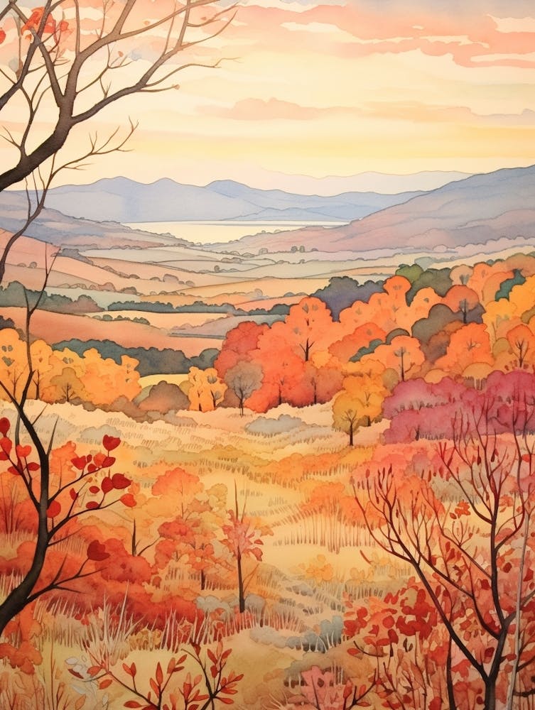 Autumn National Park Painting Shenandoah National Park Virginia Usa 2