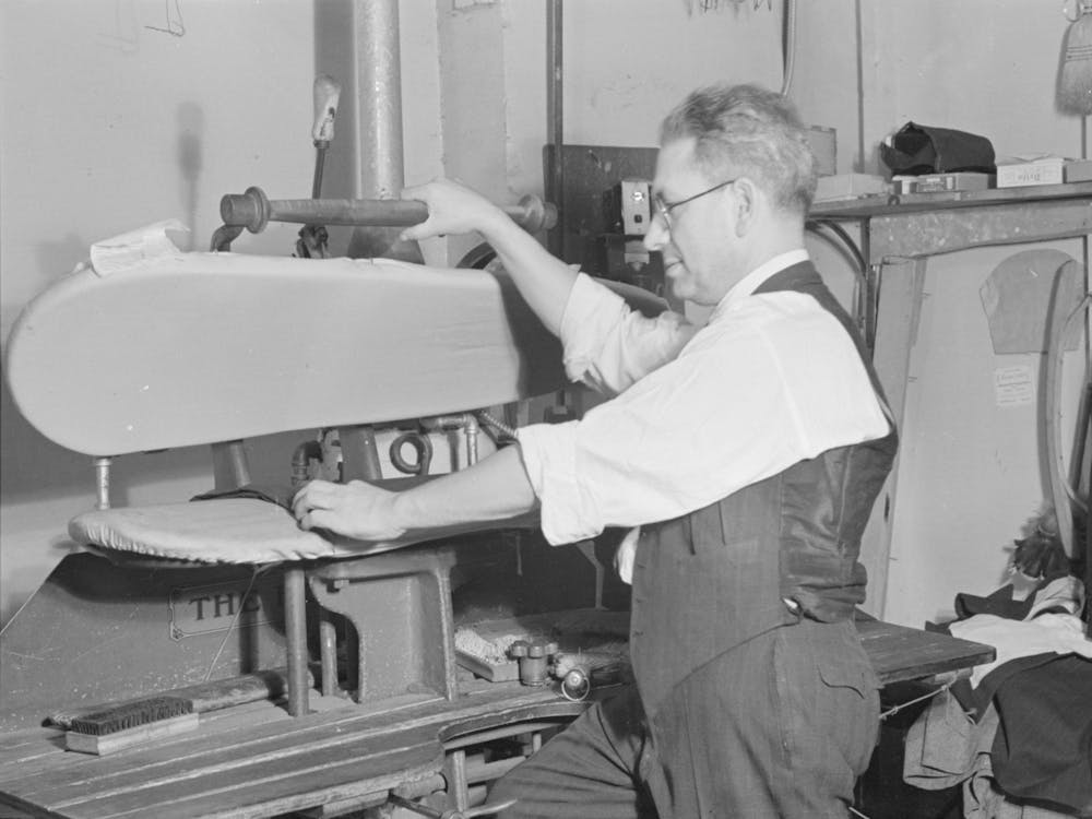 Proprietor Of Tailor Shop At Steam Presser, University Place Near 11th Street, New York City By Russell Lee