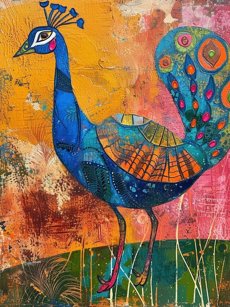 Colourful Brushstroke Peacock 6