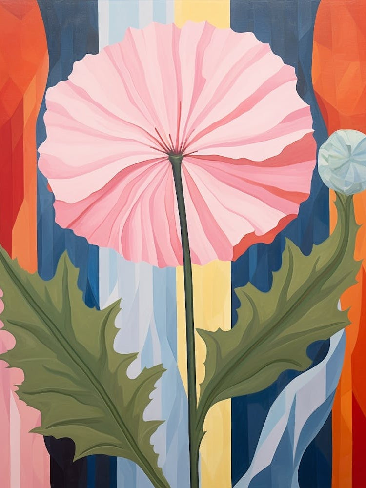 Carnation Dianthus 6 Hilma Af Klint Inspired Pastel Flower Painting