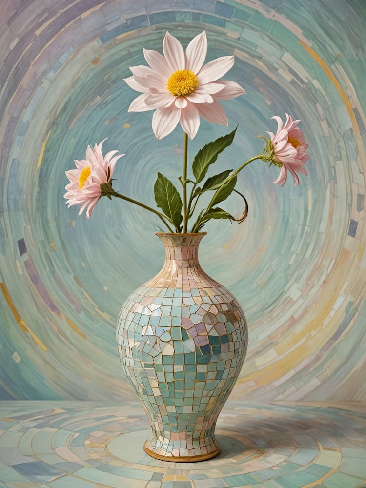 Mosaic Vase With Flowers no1