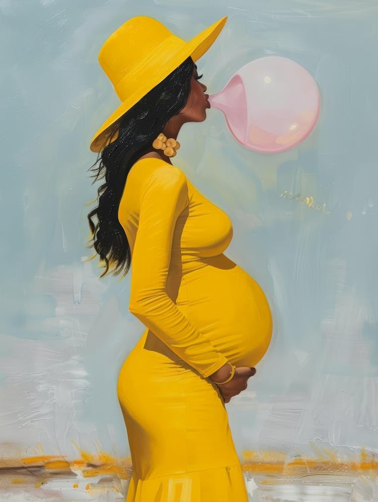 Pregnant Woman Blowing Bubbles 2