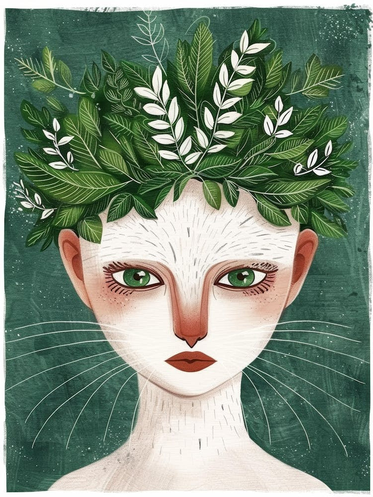 Cat With Leaves On Her Head 1