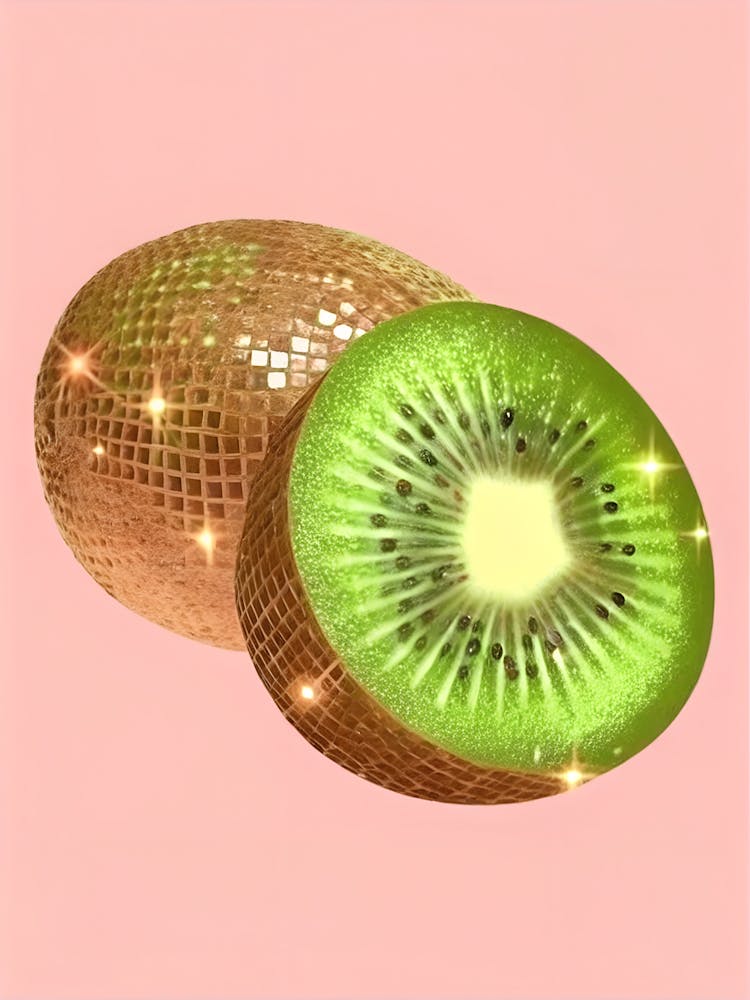 Disco Ball Kiwi Pink Disco Poster Trendy Art Food Kitchen