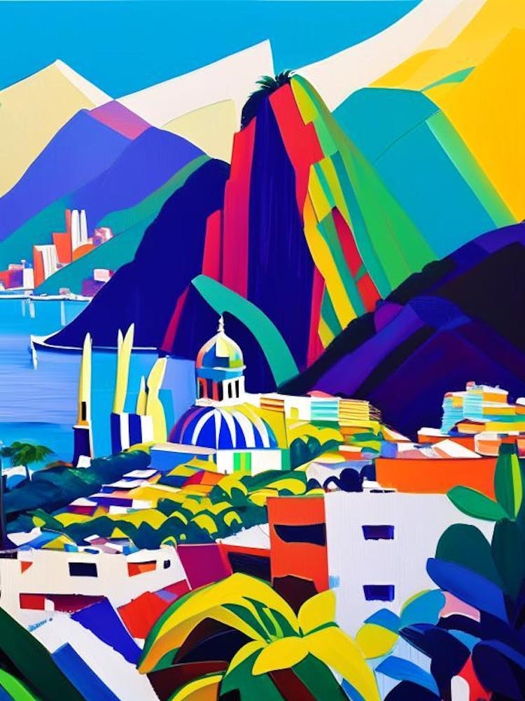 Rio De Janeiro Brazil Colourful Painting Tropical Destination