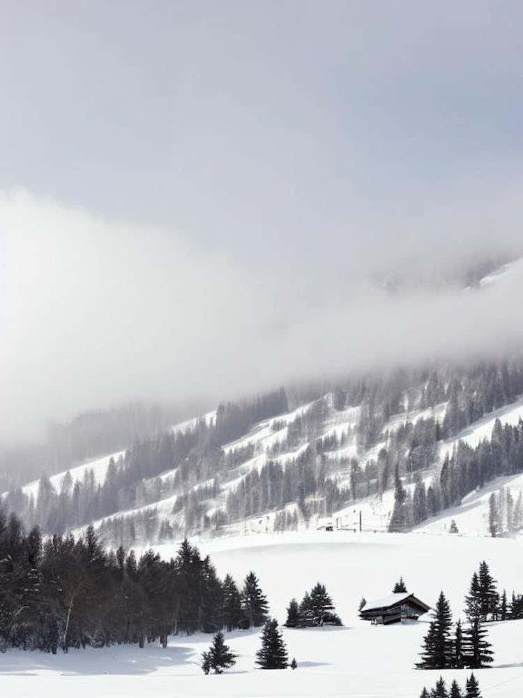 Hakuba, Japan Black And White Skiing Poster