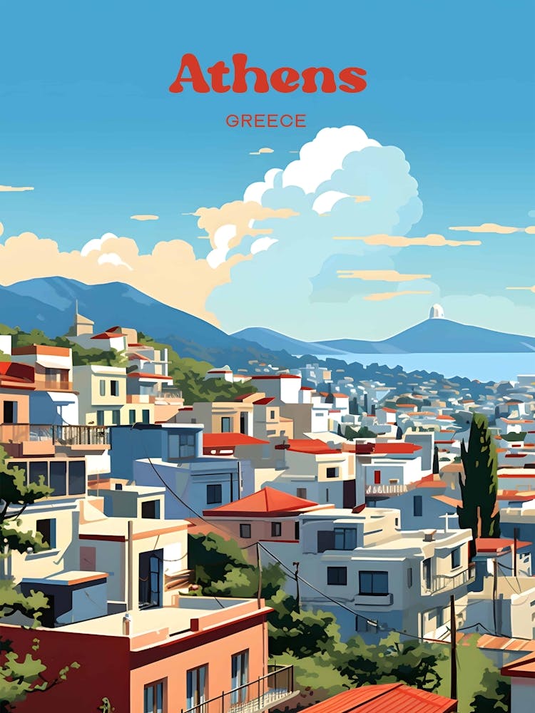 Athens Greece Travel Illustration