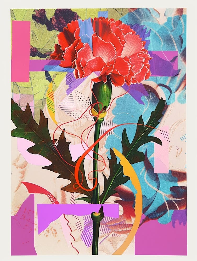 Carnation5 Neon Flower Collage