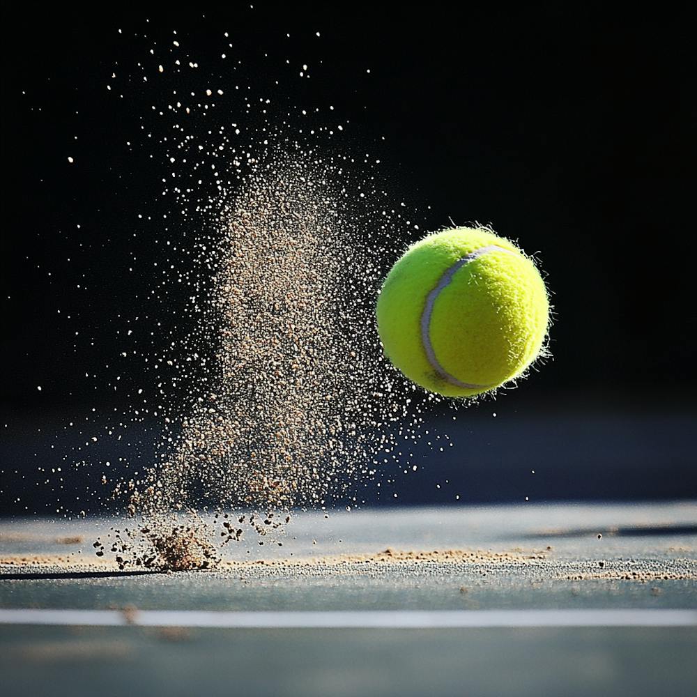 Tennis Ball Hitting Sand
