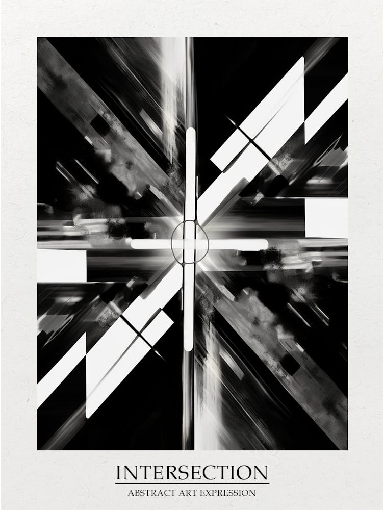 Intersection Abstract Black And White 2 Poster