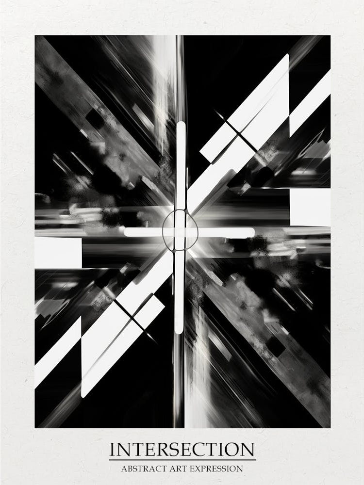 Intersection Abstract Black And White 2 Poster