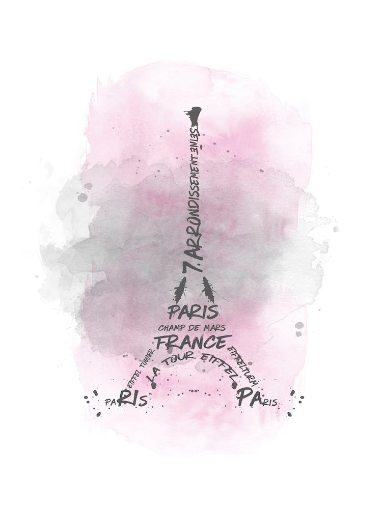 Watercolor Art Eiffel Tower - Pink