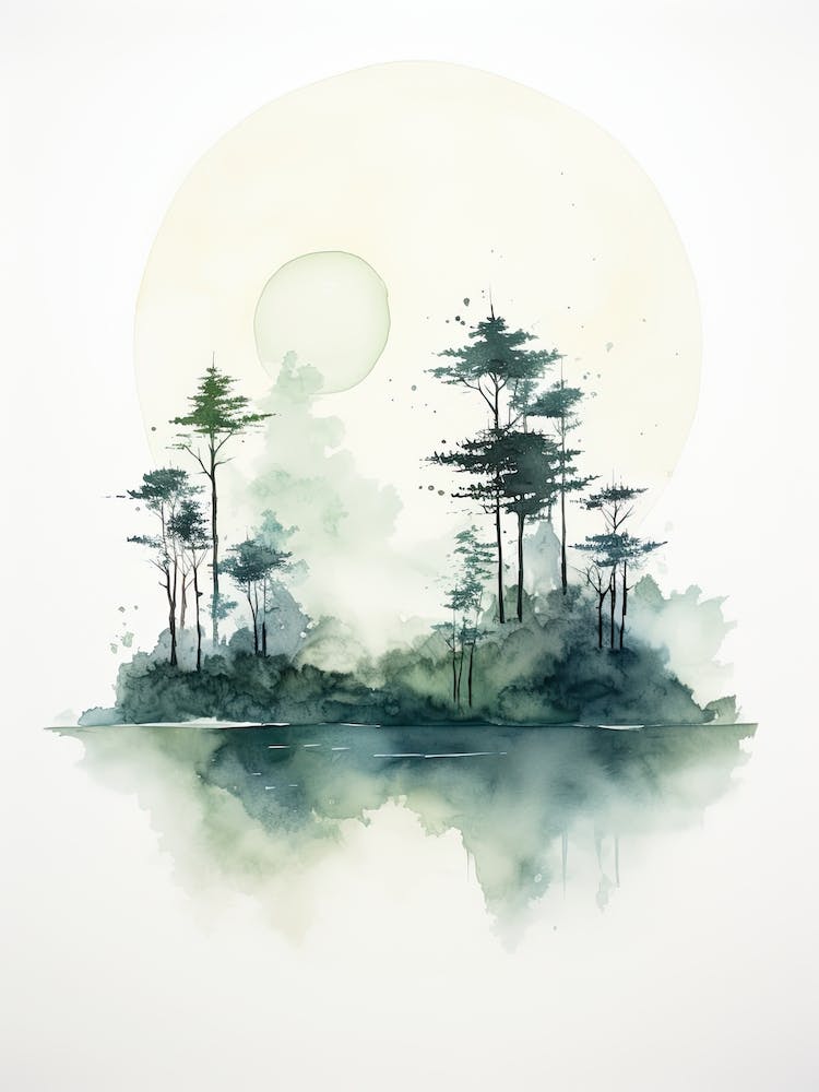 Watercolour Painting Of Amazon Rainforest   South America 1