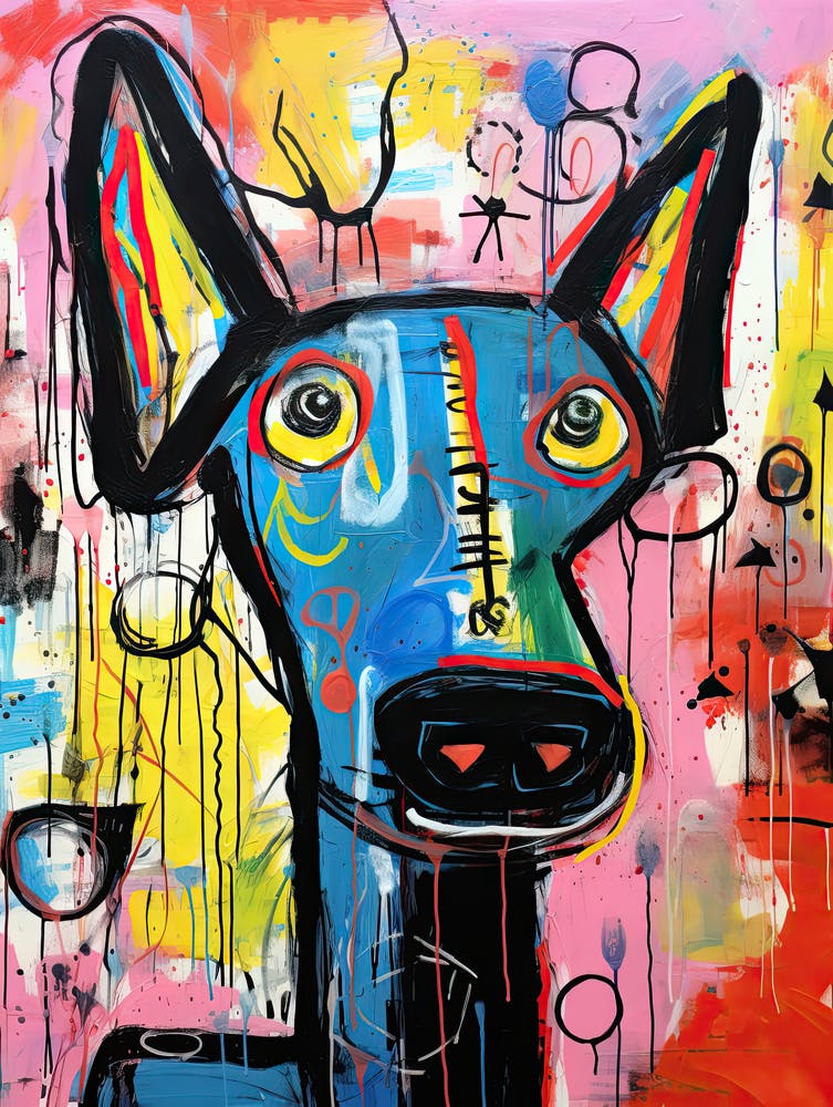 Dog Graffiti Poetry: Neo-Expressionist Elegance