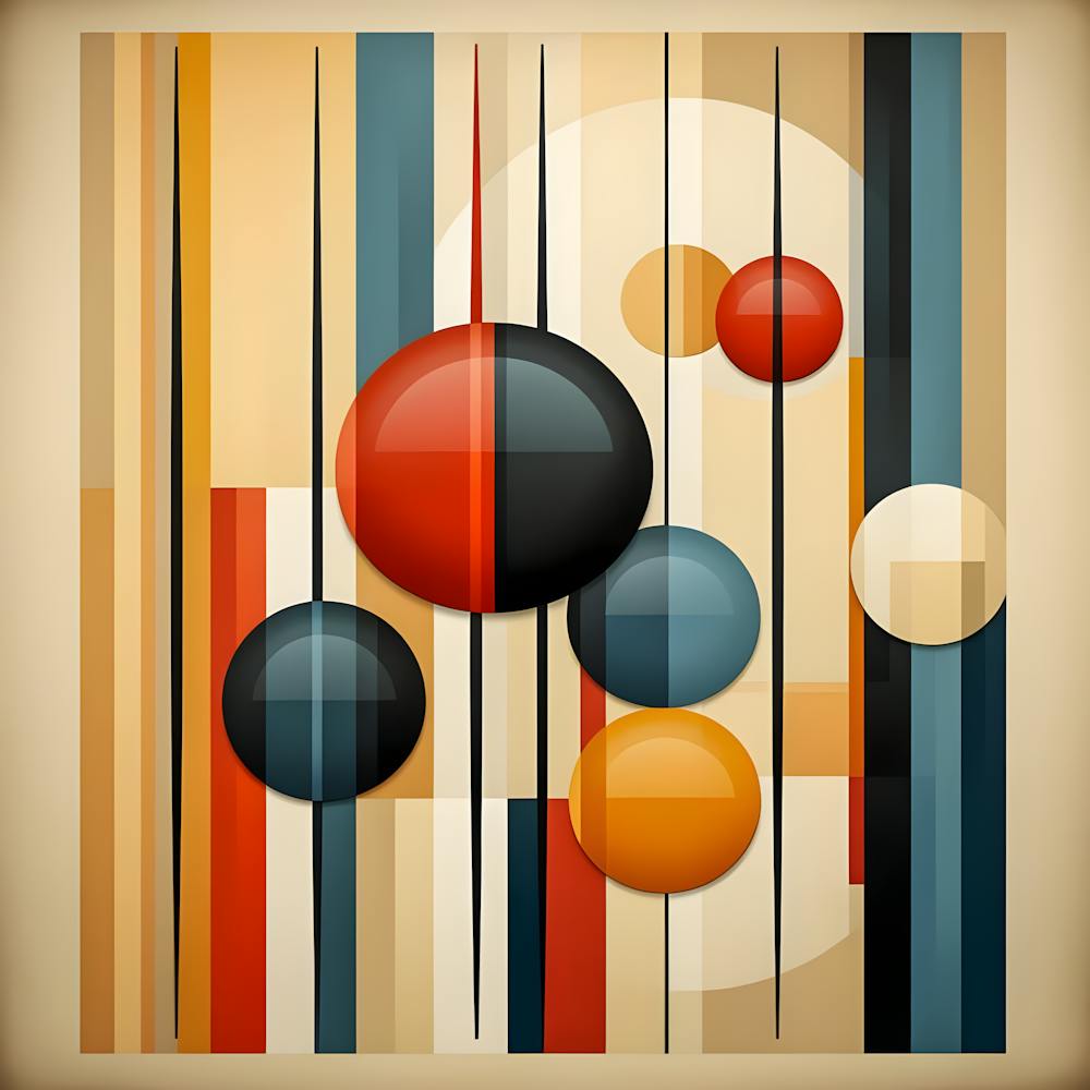 Retro Modern Abstract Wall Art - Mid-Century Geometric Design with Bold Shapes and Earthy Tones