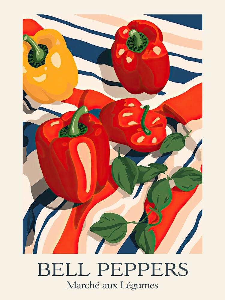 Marche Aux Legumes Bell Peppers Summer Illustration 3