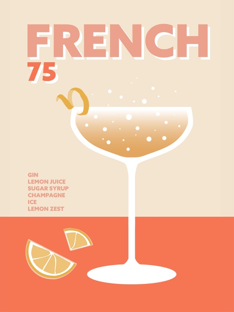 French 75 Cocktail Champagner Prosecco Farbenfrohe Küche