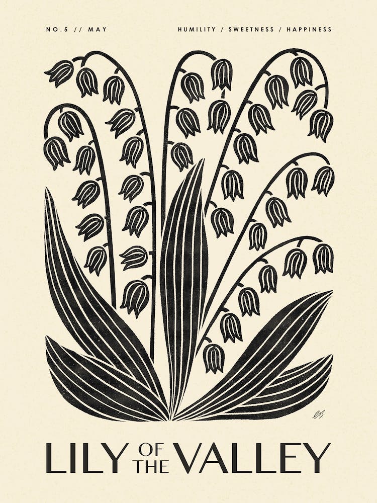 Rustic May Birth Flower Lily Of The Valley Black Cream