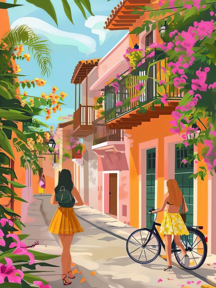 Cartagena Print Colombia Illustration Cartagena Travel Poster Cartagena Painting Floral Print Nostalgia Print(1)