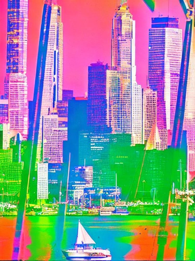 Port Of Melbourne Australia Retro Risograph Print 2 harbour