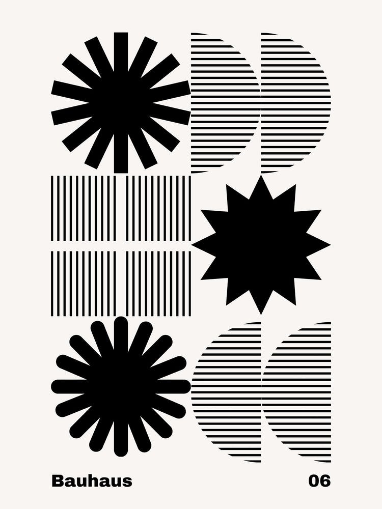 Geometric Bauhaus Poster B&W 6