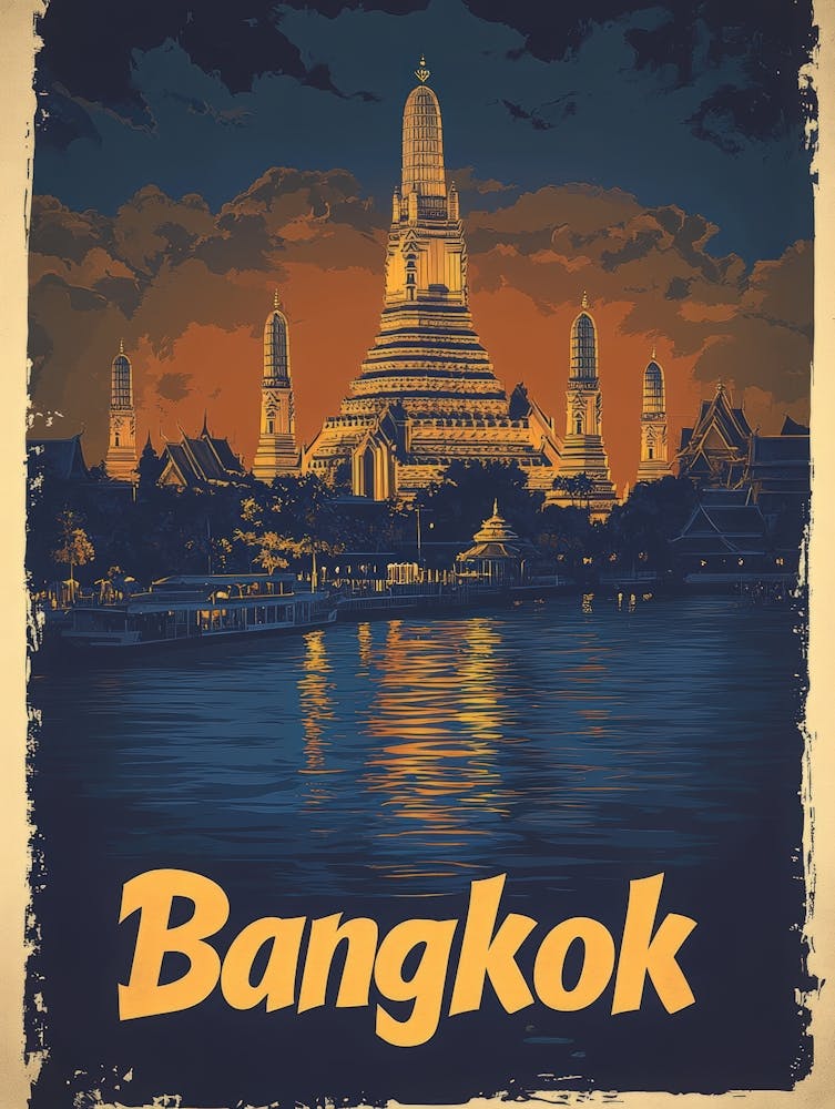 Aihrgdesign A Vintage Travel Poster Of Bangkok