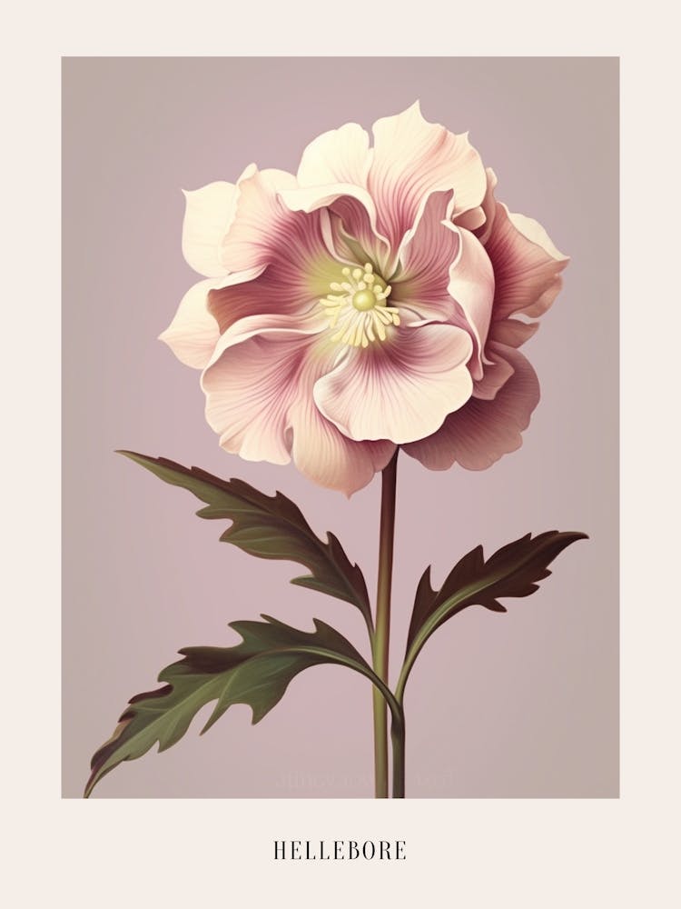 Floral Illustration Hellebore 1 Poster