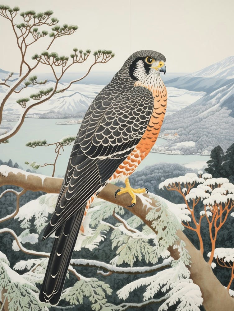 Winter Bird Painting Falcon 7