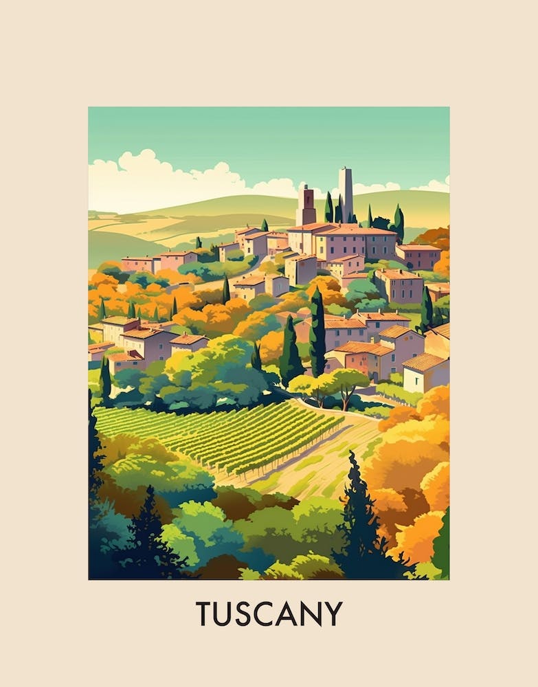 Tuscany Italy 1 Vintage Travel Poster