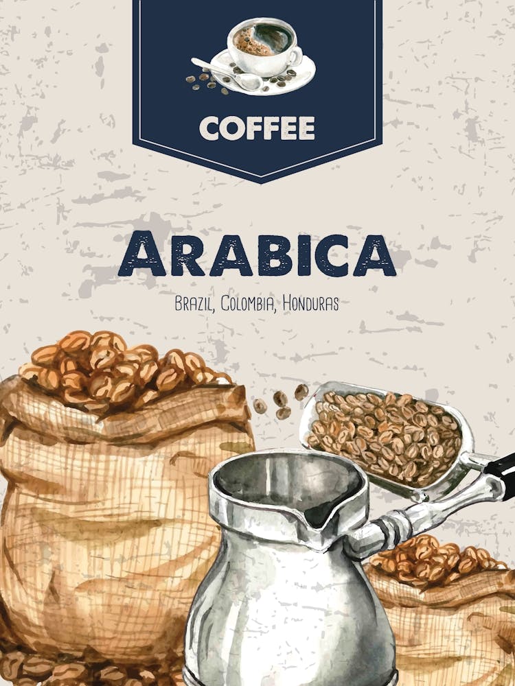 Arabica Coffee — coffee poster, kitchen art print