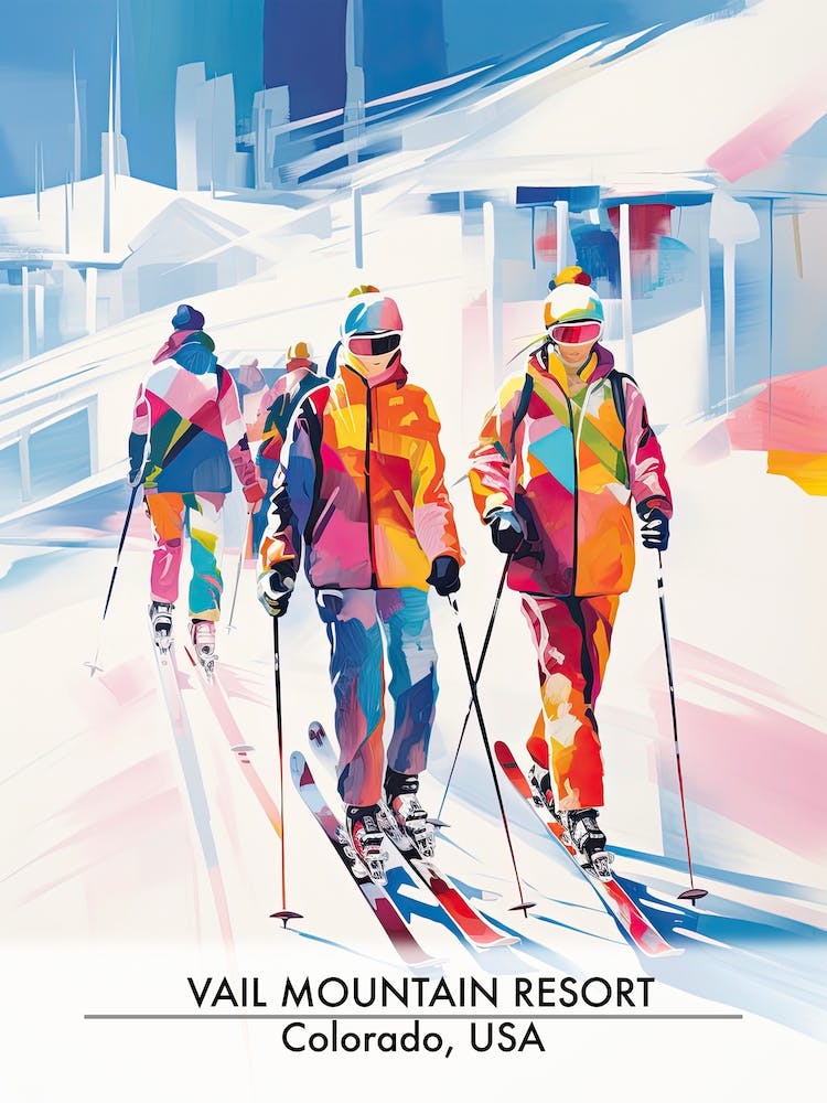 Vail Mountain Resort   Colorado Usa, Ski Resort Poster Illustration 2