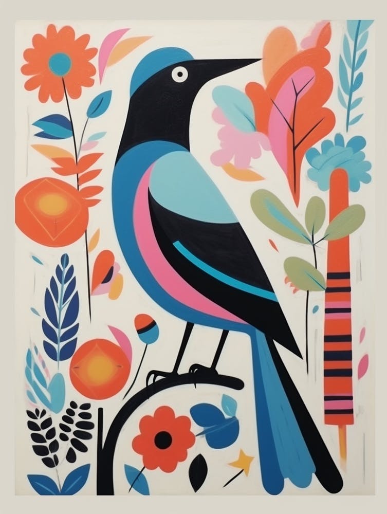 Bunter Scandi-Vogel Elster 1