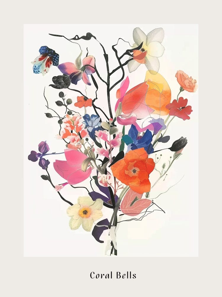 Coral Bells 2 Collage Flower Bouquet Poster