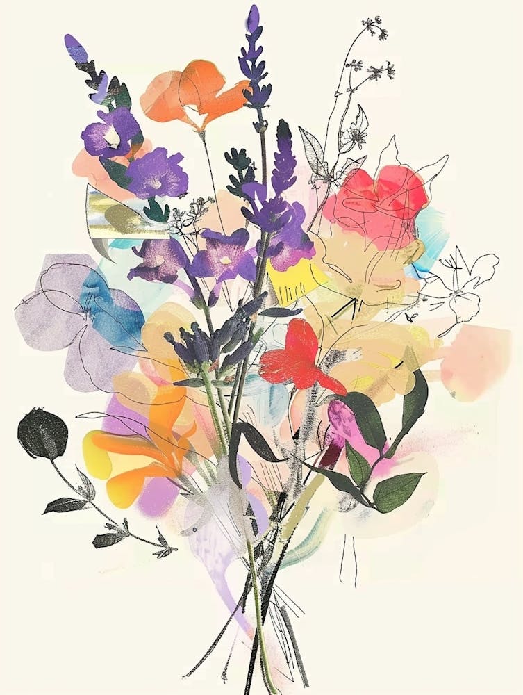 Lavender 2 Collage Flower Bouquet