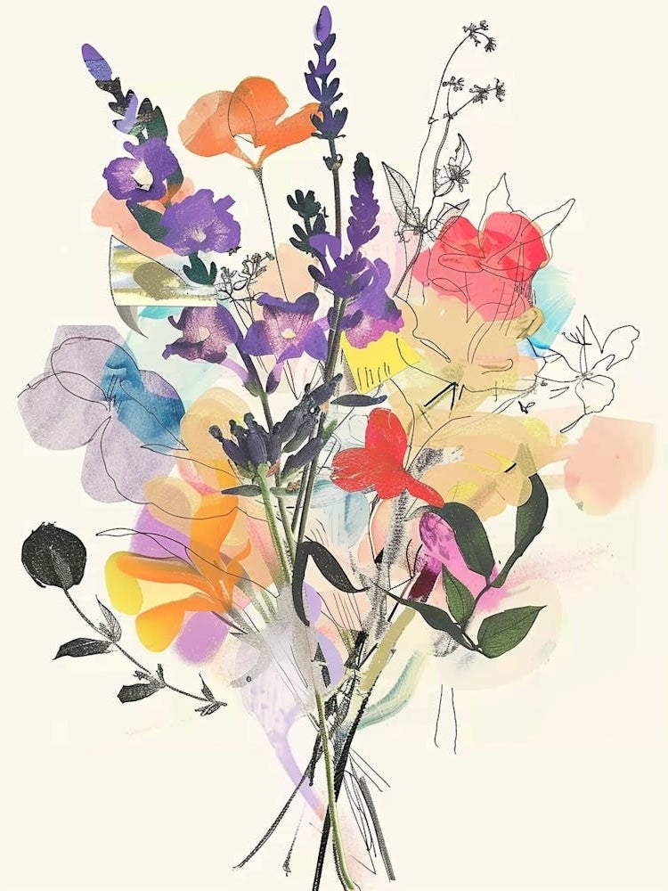 Lavender 2 Collage Flower Bouquet