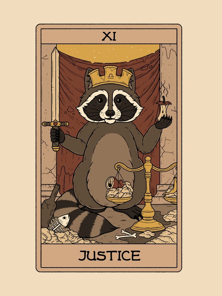 Justice Raccoons Tarot
