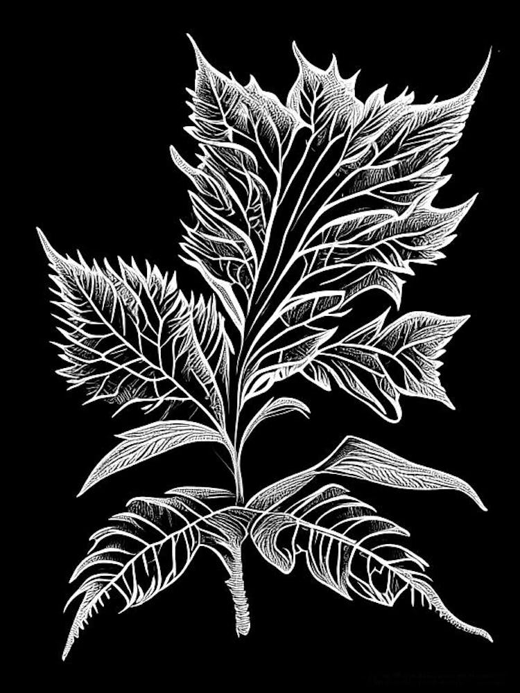 Pennyroyal Leaf Linocut 2