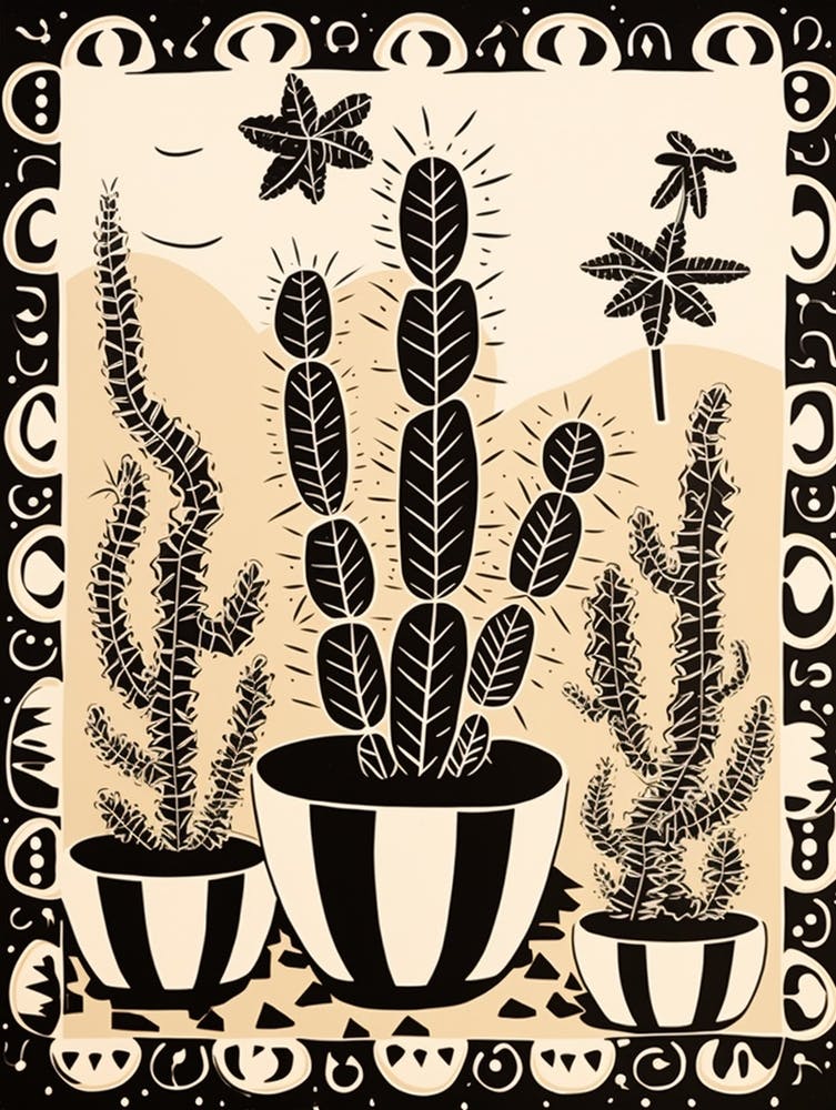 B&W Plant Illustration Pencil Cactus 4