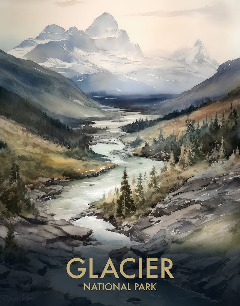 Glacier National Park Vintage Travel Poster 8