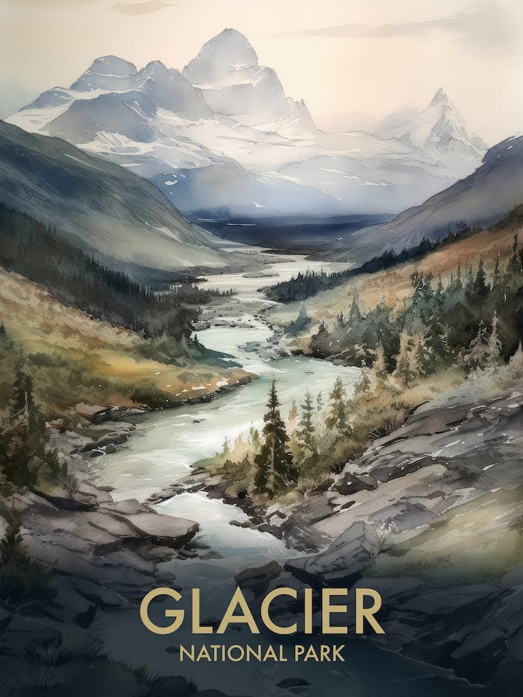 Glacier National Park Vintage Travel Poster 8