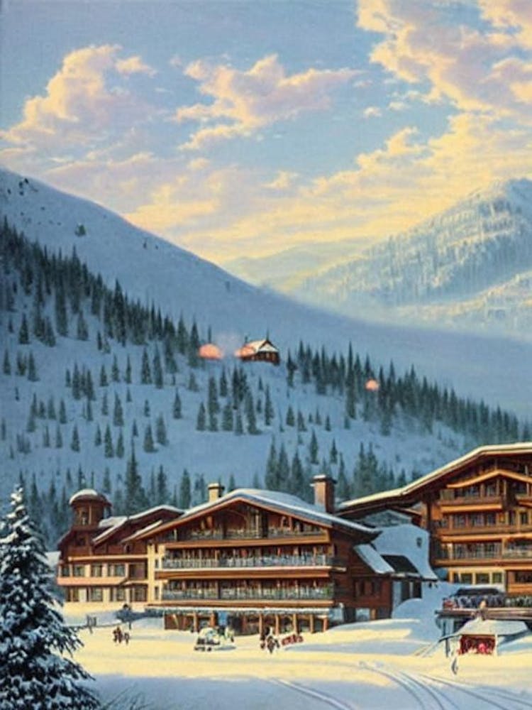 Kitzbühel, Austria Ski Resort Vintage Landscape 2 Skiing Poster