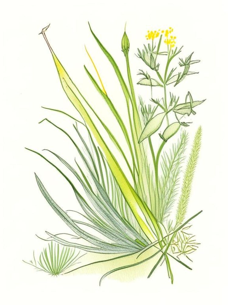 Lemon Grass Spices And Herbs Pencil Illustration 2