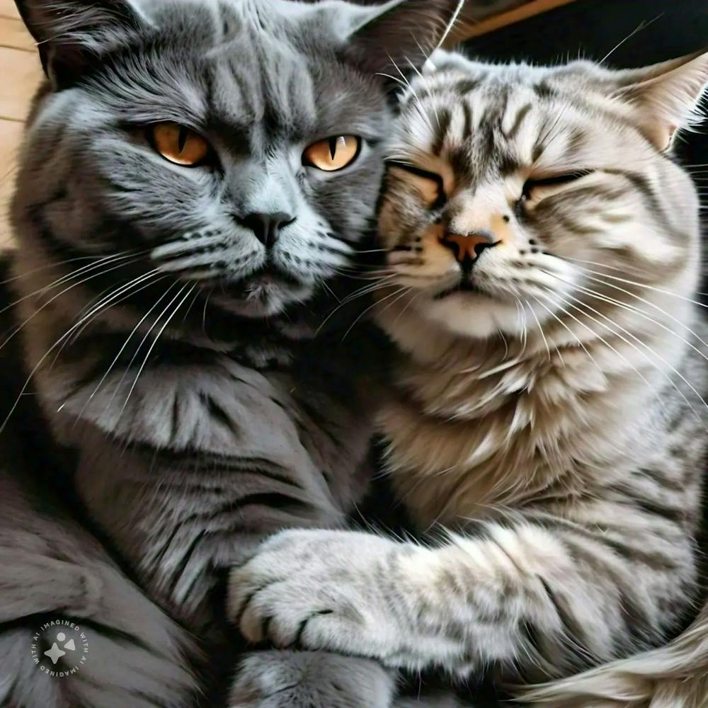 Two cats are loving each other 1