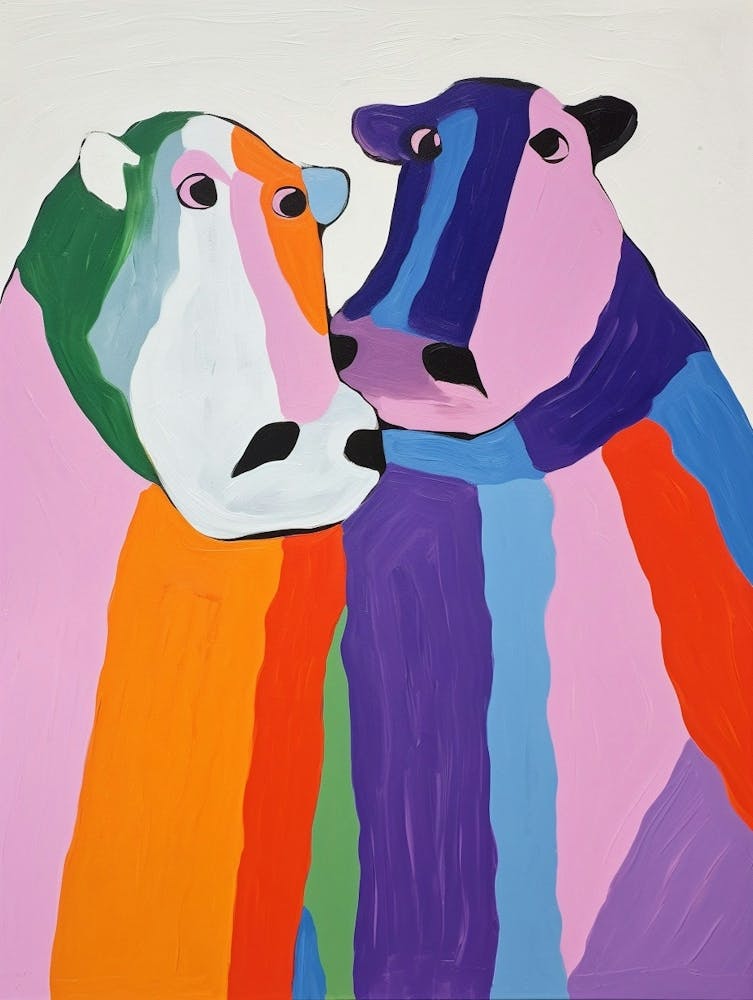Colourful Kids Animal Art Hippopotamus 5