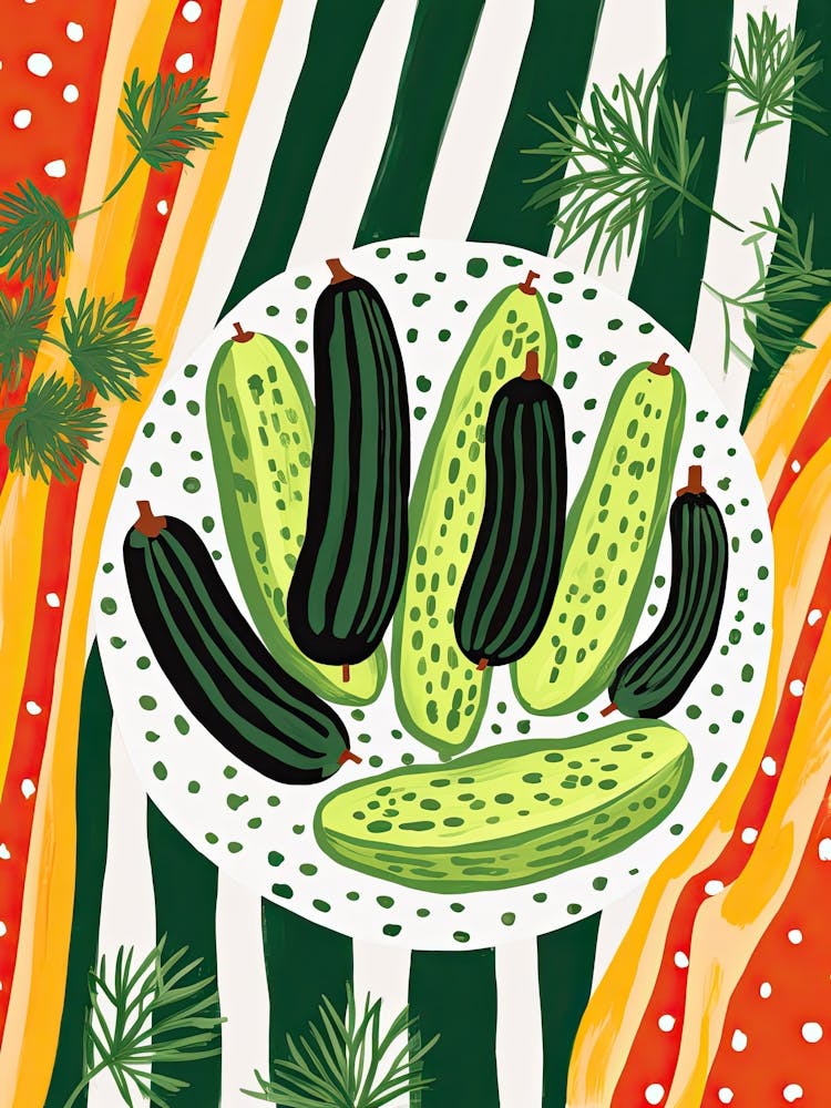 Cucumbers Summer Illustration 2