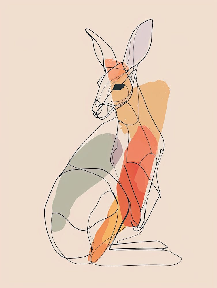 Kangaroo - Boho, Line Art 1